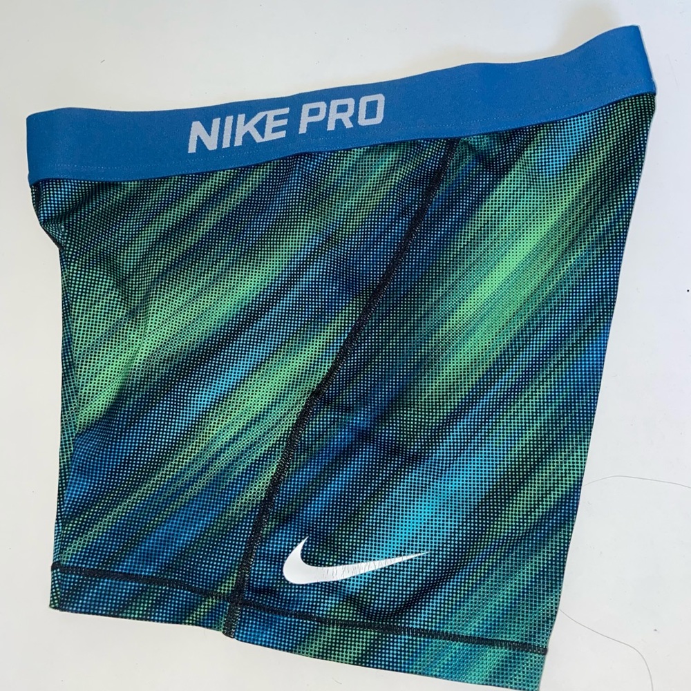 Blue/Green Nike pro spandex shorts